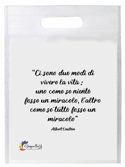Buste Shopper Bianco con Frasi Celebri in TNT manico