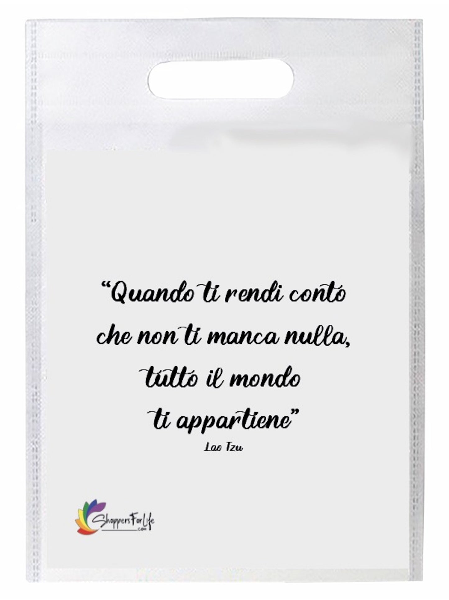 Buste Shopper Bianco con Frasi Celebri in TNT manico