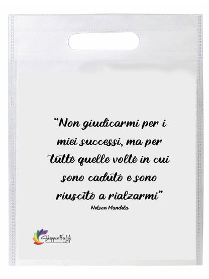 Buste Shopper Bianco con Frasi Celebri in TNT manico