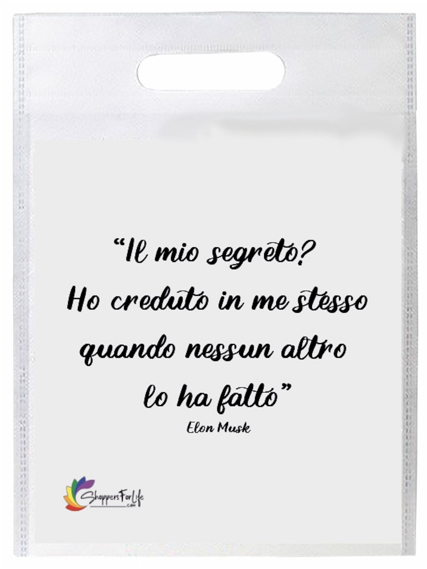 Buste Shopper Bianco con Frasi Celebri in TNT manico