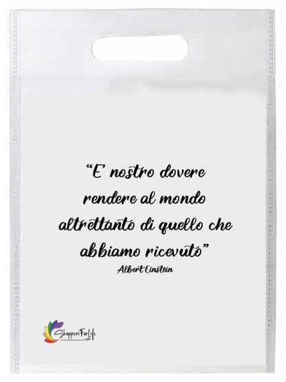 Buste Shopper Bianco con Frasi Celebri in TNT manico
