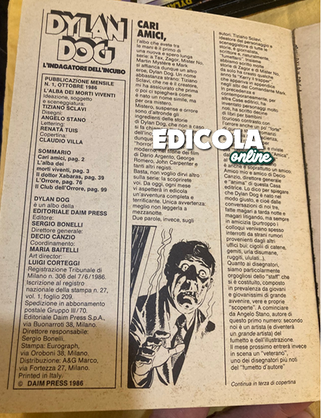 Dylan Dog da 1 a 5 - Sequenza completa - 5 Fumetti - Prima edizione - 1986/1987