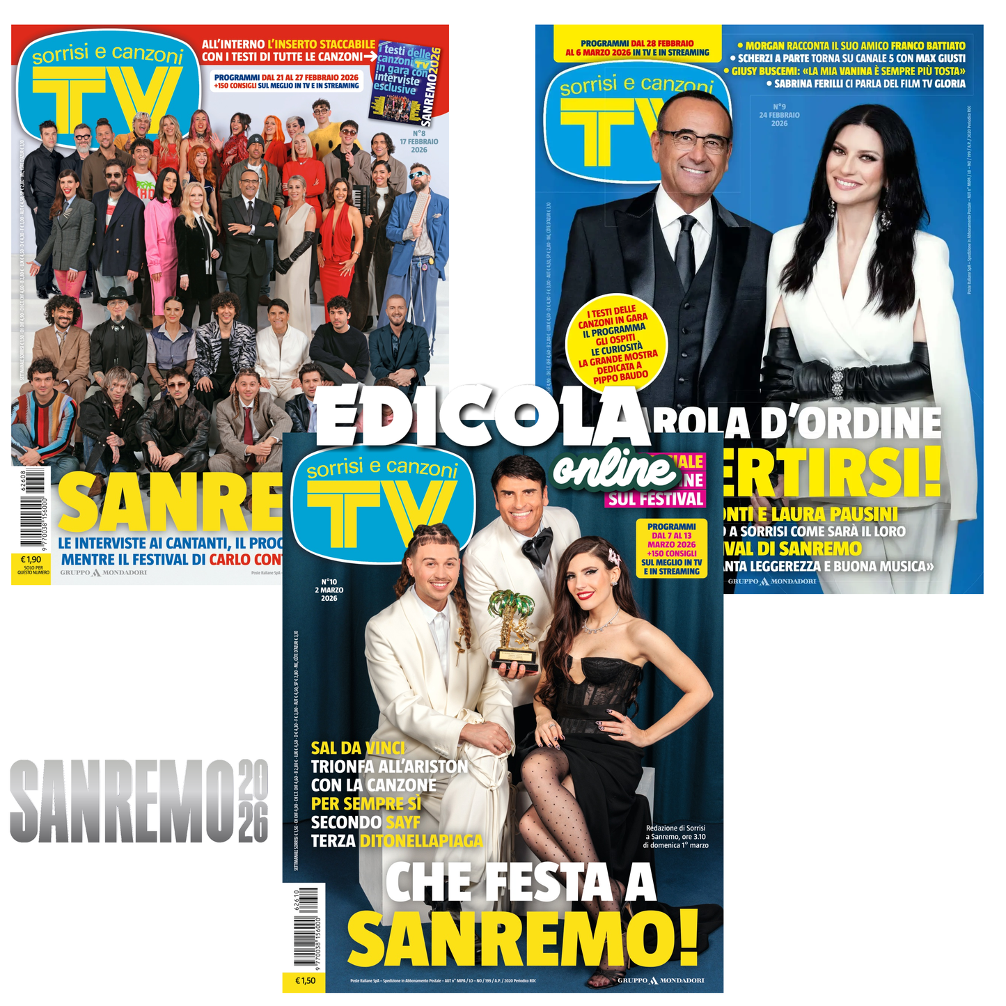 TV Sorrisi e Canzoni n°8 (11/02/2025) Sanremo Festival 2025 + Free Cucciolotti Sachet