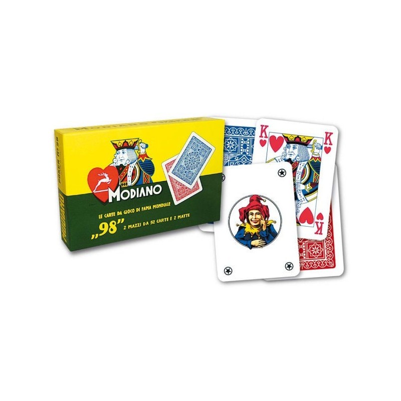 Set 2 mazzi da 54 Carte da gioco Modiano Poker Ramino 98