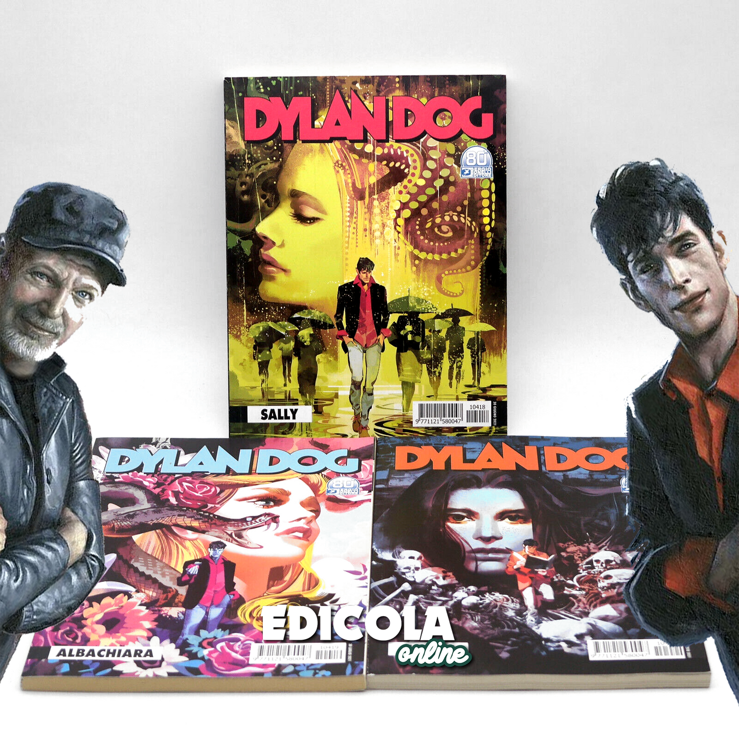 Lot 3 Comics von DYLAN DOG und VASCO ROSSI, komplette Serie 1, Erstausgabe, selten