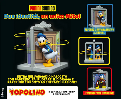 Set 2 Fumetti di Topolino: Diorama Paperino e Paperinik ( Statua Peperino / Paperinik ) Statuetta 3D