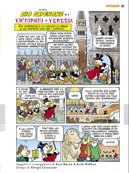Fumetto Topolino n. 3491 (Copertina e Storia ambientata a Venezia)